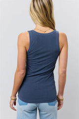 Olivia Ribbed Tank In Navy - Final Sale