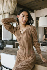 Larissa Ribbed Dress In Camel - Final Sale