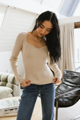 Nyla Ribbed Sweater In Oatmeal - Final Sale