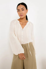Head In The Clouds Blouse In Ivory - Final Sale