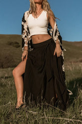 Kiri Double Slit Skirt in Black