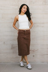 Jordan Denim Skirt in Brown