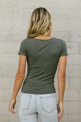 Scoop Neck Tee In Charcoal - Final Sale