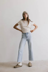 Briony Basic Tee In Oatmeal - Final Sale