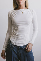 Bianca Ruched Top in Ivory