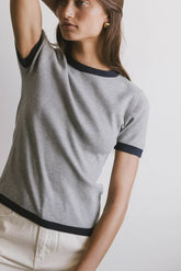 Maddie Ringer Sweater Top in Grey - FINAL SALE