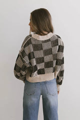 Cielo Checkered Sweater in Taupe