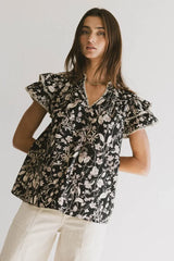 Rikki Printed Blouse In Black - Final Sale