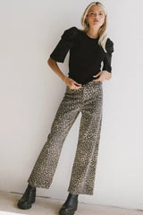 Andrea Mixed Media Top In Black - Final Sale