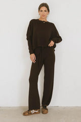 Jesse Waffle Knit Pants In Brown - Final Sale
