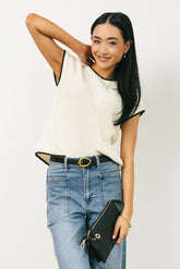Harmony Contrast Sweater in Cream