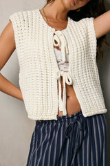 Brea Knit Vest In Cream - Final Sale