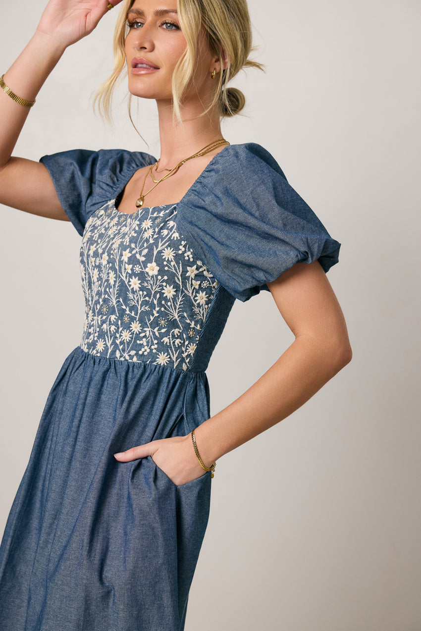Tesalina Denim Midi Dress - FINAL SALE