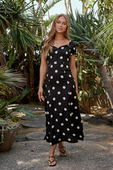 Marlow Polka Dot Maxi Dress In Black