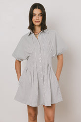 Erica Button Front Mini Dress in White