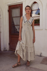Miya Collared Midi Dress in Natural