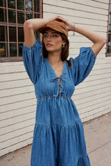 Nadia Midi Dress in Light Wash