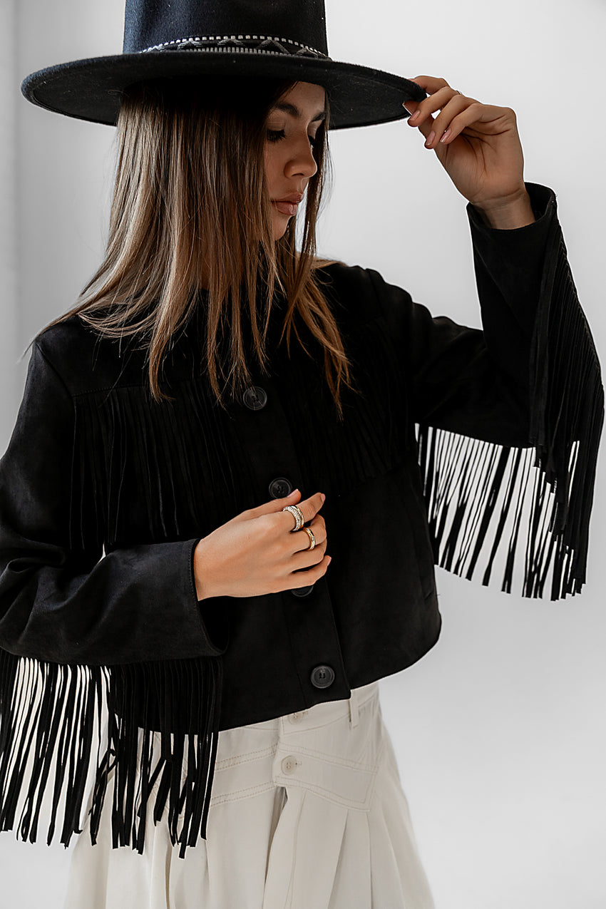 Bridget Fringe Jacket in Black