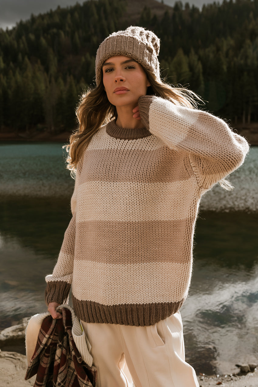 Jolene Striped Sweater in Brown