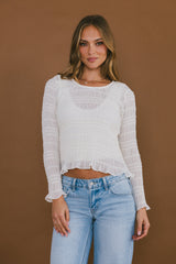 Opie Smocked Top In Cream - Final Sale