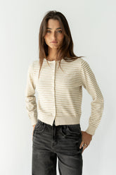 Edesse Striped Cardigan in Taupe