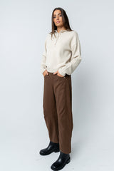 Meli Button Front Knit Sweater in Natural