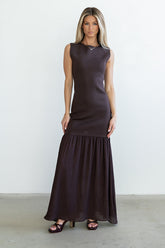 Lindsey Mermaid Maxi Dress in Brown - FINAL SALE