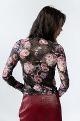 Winnie Floral Crinkle Top In Black - Final Sale