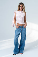Haven Satin Polka Dot Top In Pink - Final Sale