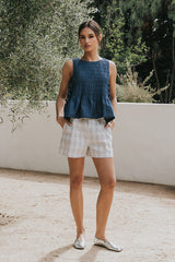 Jeremy Smocked Blouse In Denim - Final Sale