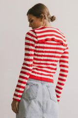 Blakley Cable Knit Sweater In Red - Final Sale