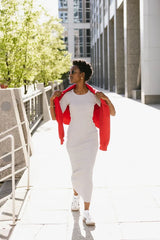 Lori Ribbed Dress in Grey