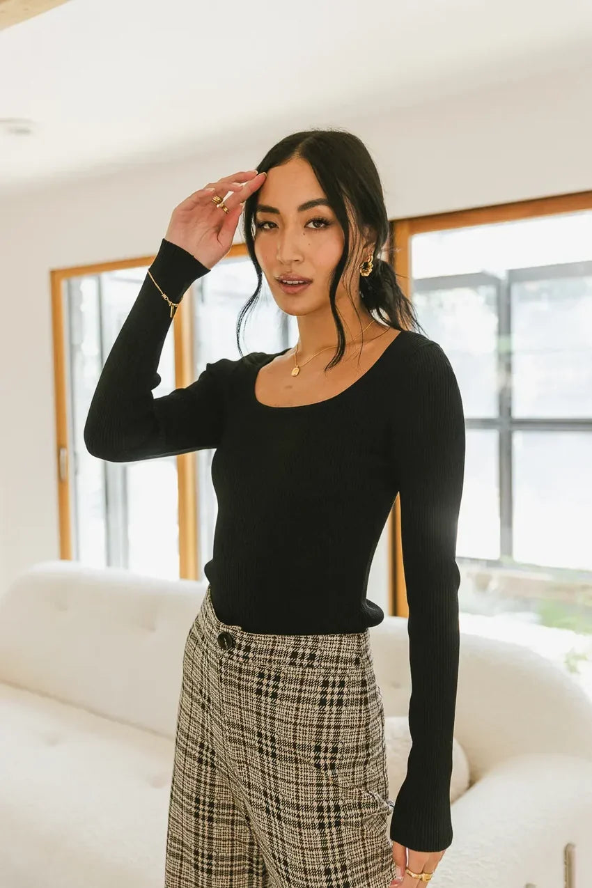 Kali Fitted Ribbed Sweater In Black - Final Sale