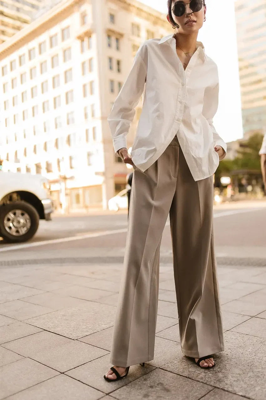 Tobi Wide Leg Pants in Taupe