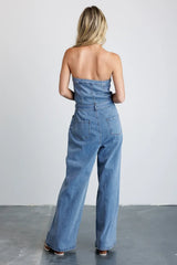 Wide Leg Denim Jumpsuit