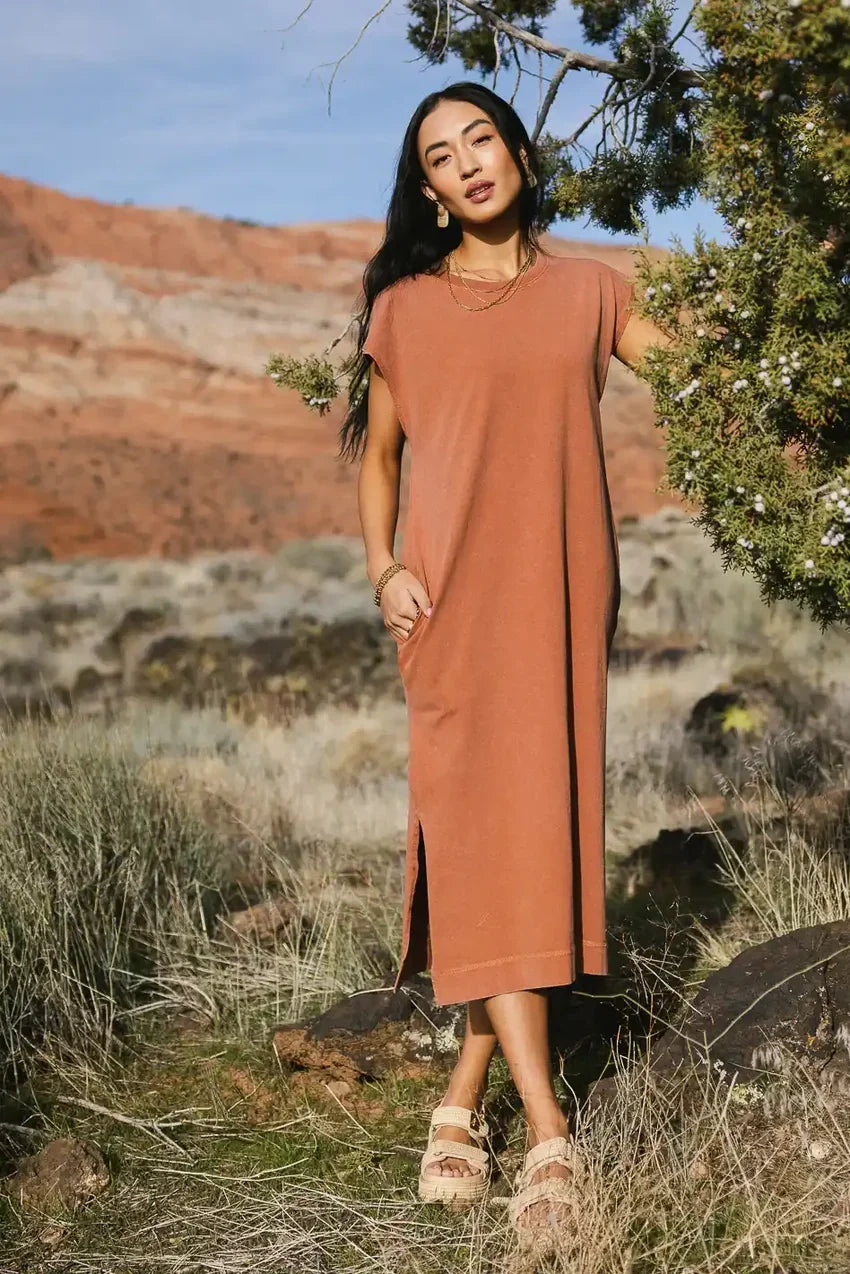 Shelese T-Shirt Dress in Clay