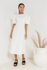 Campbell Denim Dress in Cream
