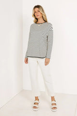 Farah Striped Top In Green - Final Sale