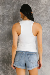 Sleek Jersey Solid Tank in Ivory
