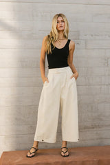 Elke Button Slacks in Natural