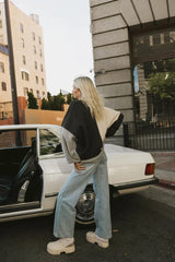 Abara Colorblock Sweater In Charcoal - Final Sale