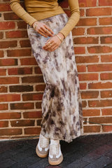 Chandler Abstract Maxi Skirt in Brown