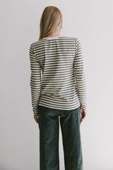Reggie Striped Top In Olive And White - Final Sale