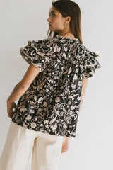 Rikki Printed Blouse In Black - Final Sale
