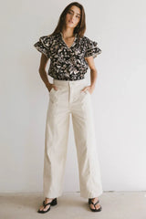 Rikki Printed Blouse In Black - Final Sale