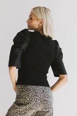 Andrea Mixed Media Top In Black - Final Sale