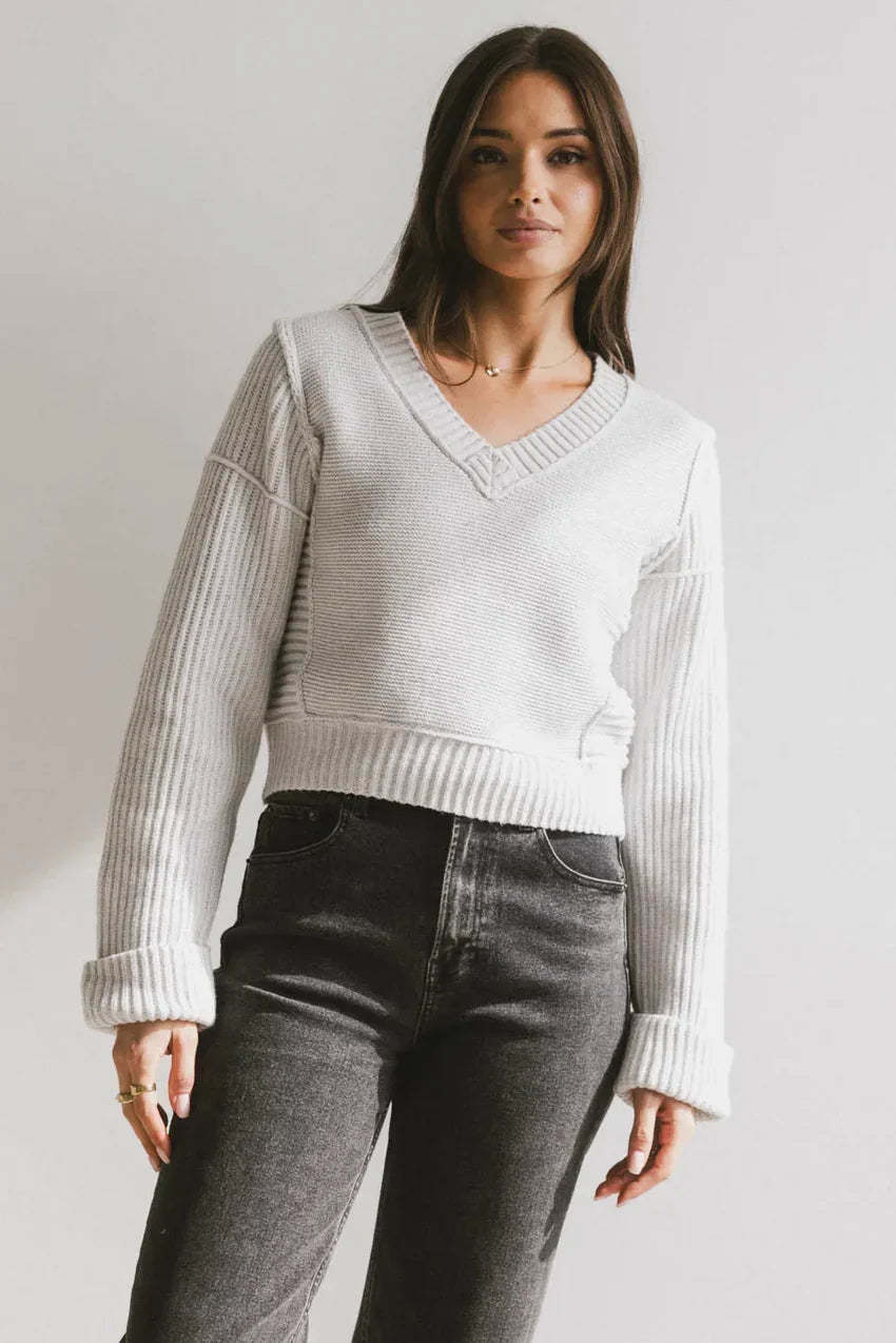 Serena Knit Sweater In Grey - Final Sale
