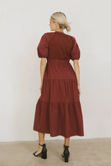Leandra Midi Dress in Burgundy
