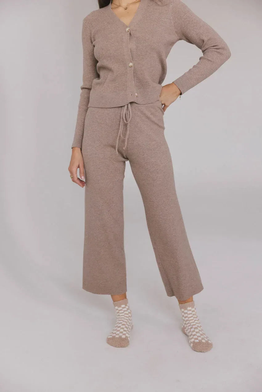 Evelise Ribbed Pants In Mocha - Final Sale