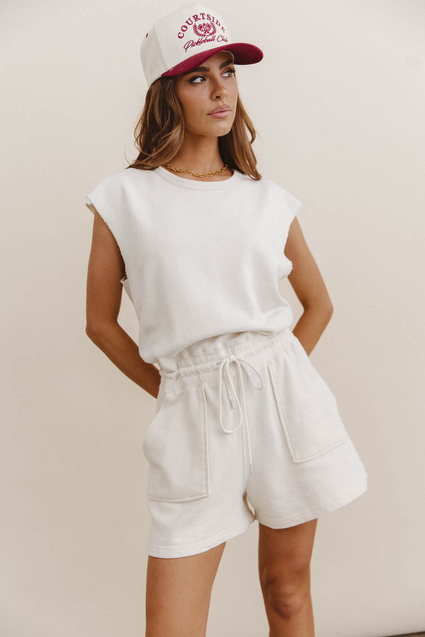 Remi Cutoff Romper in Cream